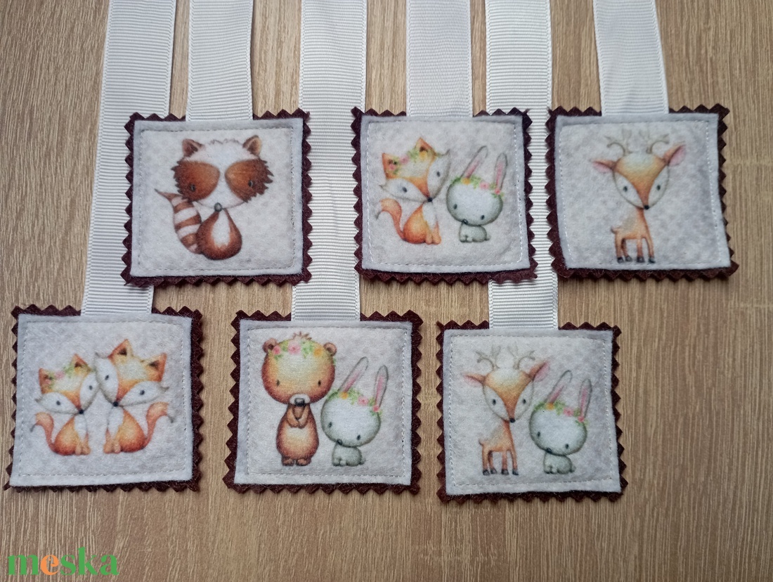 Szalagos könyvjelző az erdő állatai 6db.  1 - könyv & zene - könyvjelző - Meska.hu