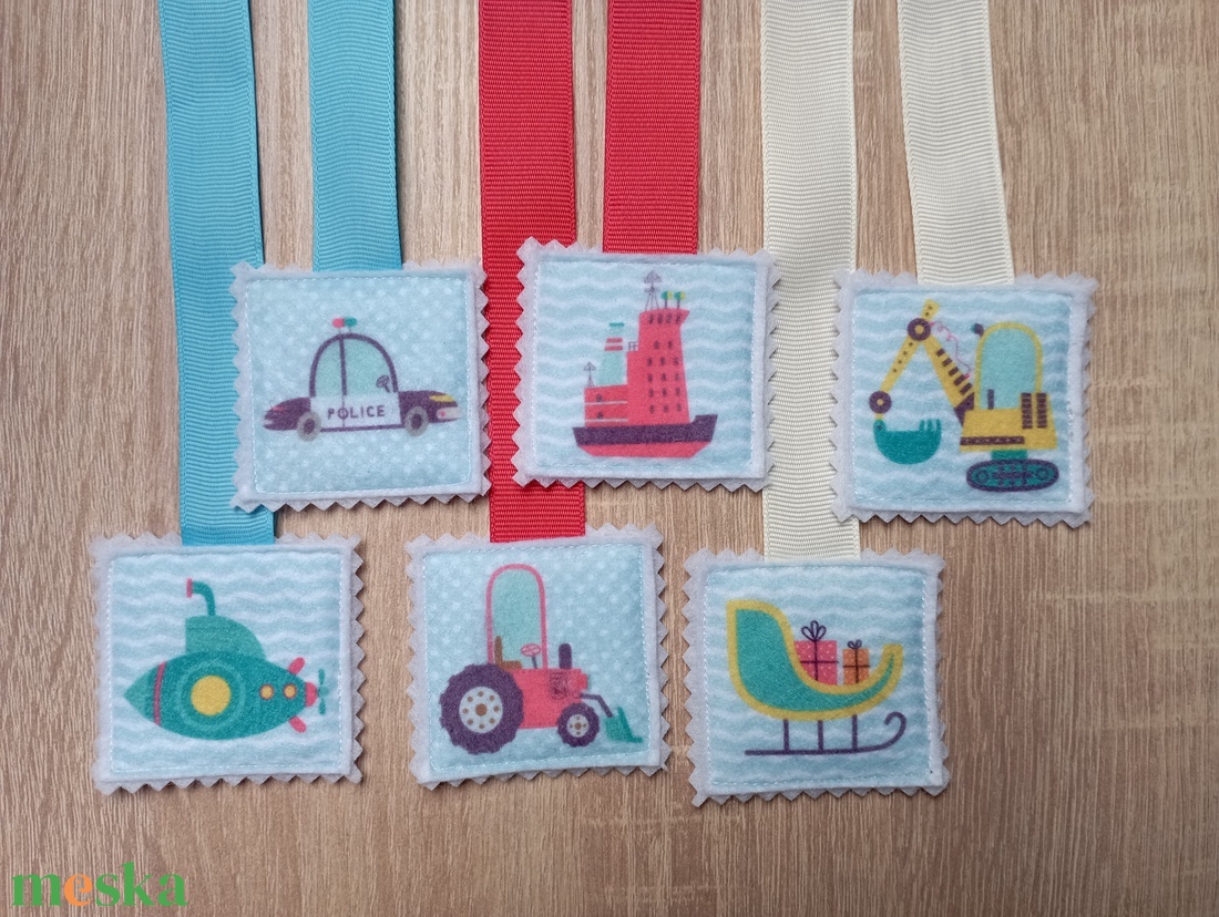 Színes szalagos könyvjelzők 6db járműves 11 - könyv & zene - könyvjelző - Meska.hu