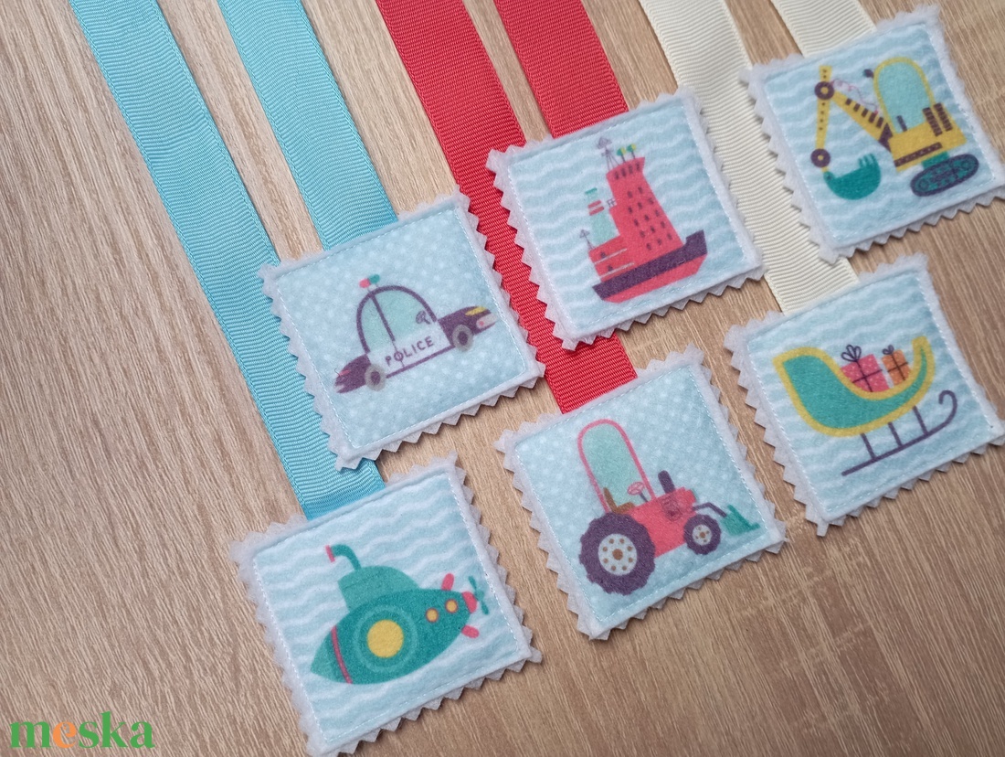 Színes szalagos könyvjelzők 6db járműves 11 - könyv & zene - könyvjelző - Meska.hu