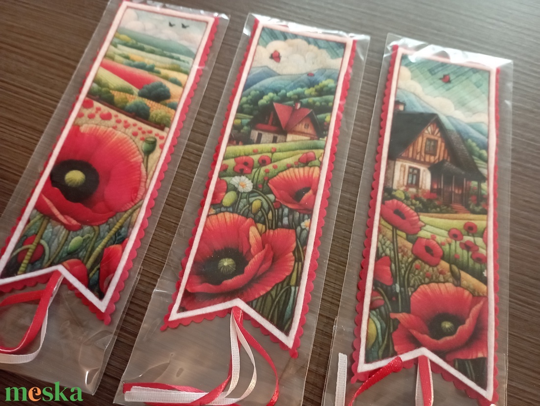 Pipacsmező könyvjelző szett - könyv & zene - könyvjelző - Meska.hu
