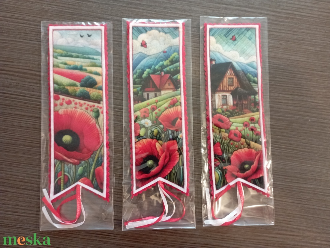 Pipacsmező könyvjelző szett - könyv & zene - könyvjelző - Meska.hu
