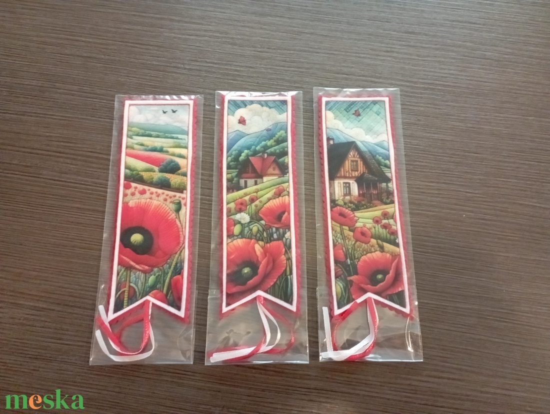 Pipacsmező könyvjelző szett - könyv & zene - könyvjelző - Meska.hu