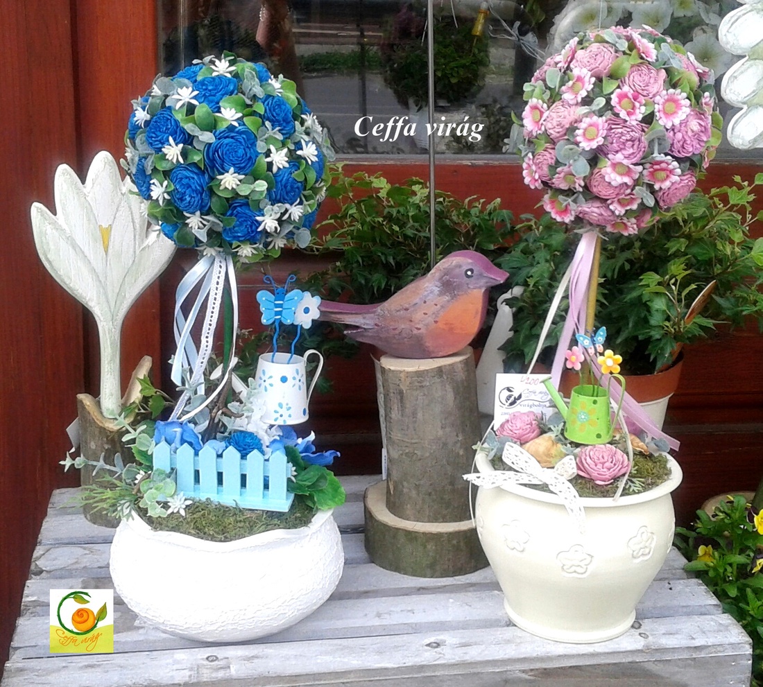 Virággömb fa  - kék színben -  - Meska.hu