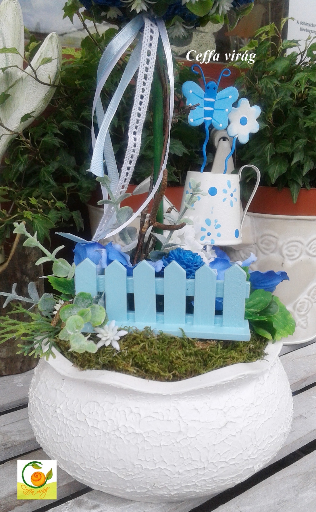 Virággömb fa  - kék színben -  - Meska.hu