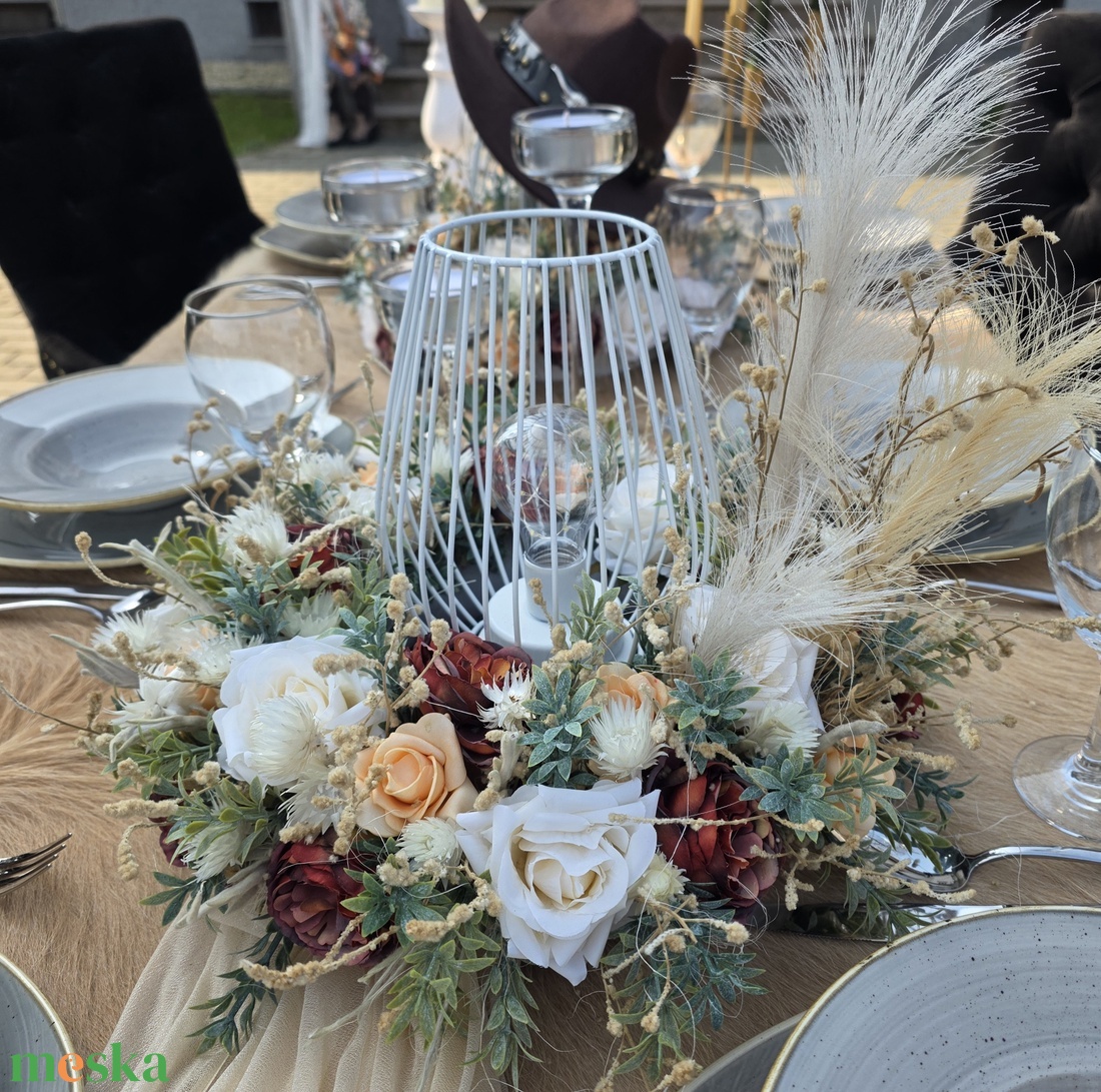 Vintage barack asztaldísz lámpával- KÉSZLETEN! - esküvő - dekoráció - asztaldísz - Meska.hu