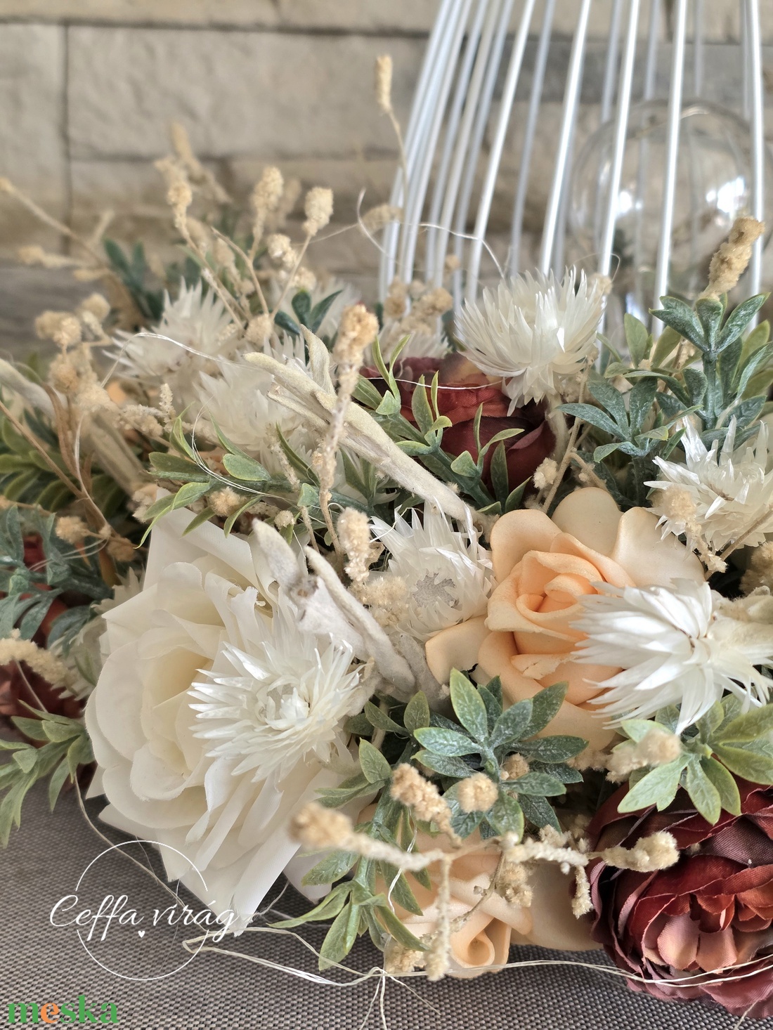 Vintage barack asztaldísz lámpával- KÉSZLETEN! - esküvő - dekoráció - asztaldísz - Meska.hu