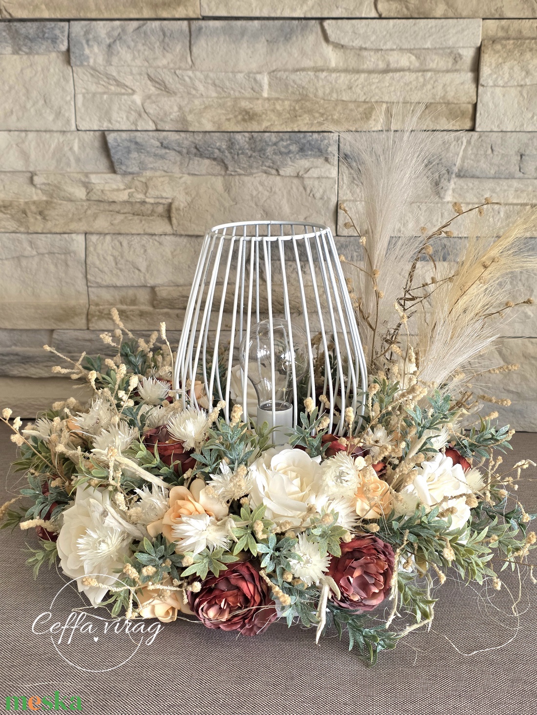 Vintage barack asztaldísz lámpával- KÉSZLETEN! - esküvő - dekoráció - asztaldísz - Meska.hu