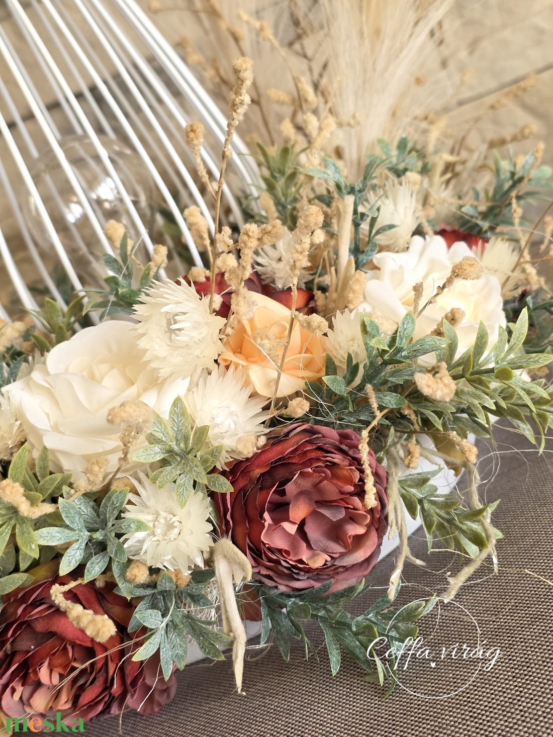 Vintage barack asztaldísz lámpával- KÉSZLETEN! - esküvő - dekoráció - asztaldísz - Meska.hu