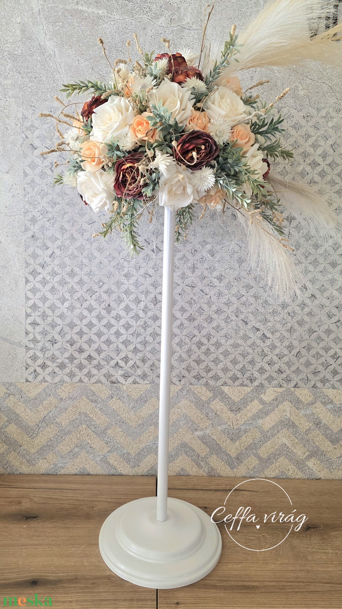 Vintage barack asztaldísz fehér vas tartóval- KÉSZLETEN! - esküvő - dekoráció - asztaldísz - Meska.hu