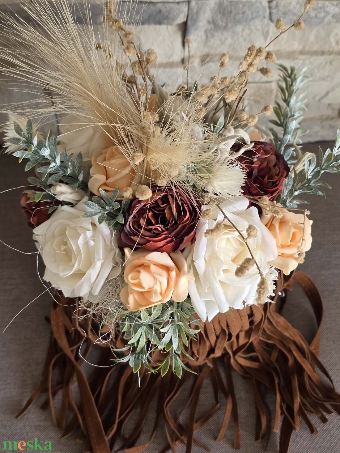 Vintage vállra akasztható virágtáska- KÉSZLETEN! - otthon & életmód - virágdekoráció - virágok - virágbox - Meska.hu