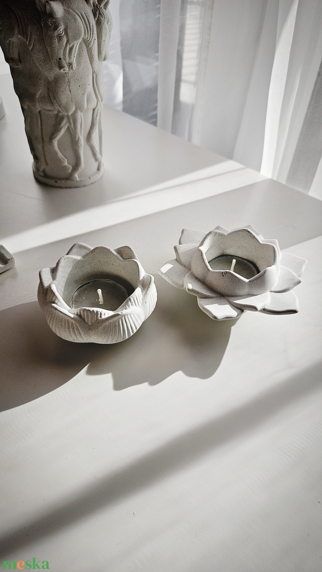 Virág mécsestartó, gyertyatartó betonból  - otthon & életmód - gyertya, illat, aroma - gyertyatartó - Meska.hu