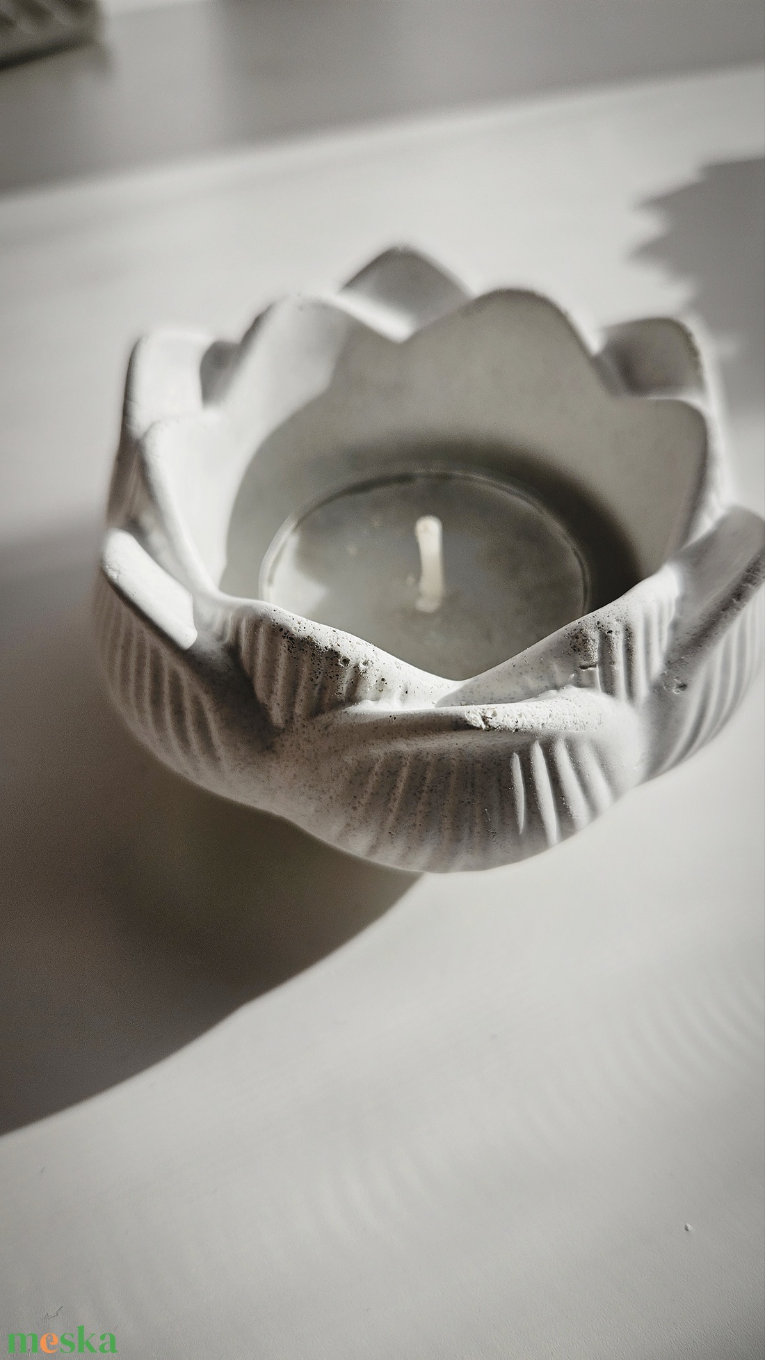 Virág mécsestartó, gyertyatartó betonból  - otthon & életmód - gyertya, illat, aroma - gyertyatartó - Meska.hu