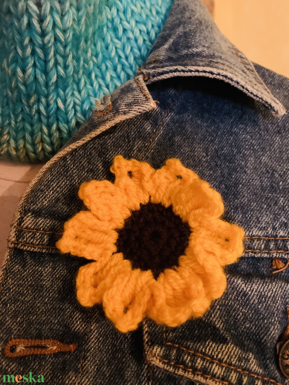 Kitűző. Sárga napraforgó virágos horgolt kitűző eladó - ékszer - kitűző és bross - Meska.hu