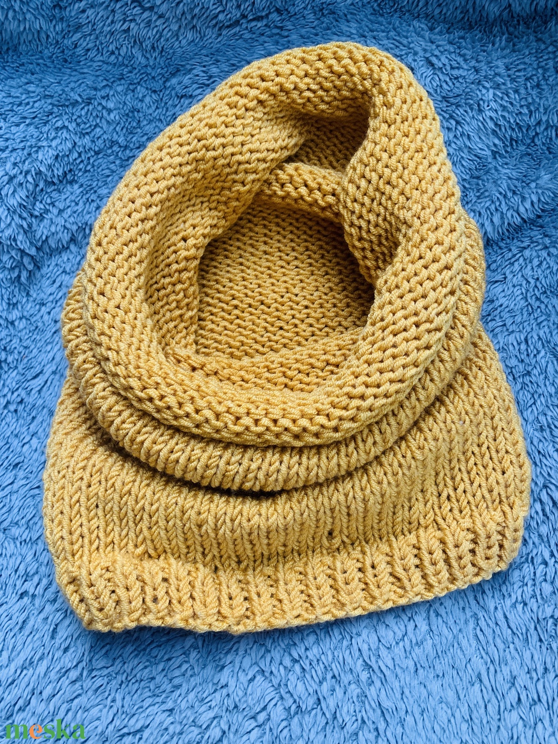 Sál. Csősál. Kézi kötésű méz sárga  színű női kapucni sál eladó - ruha & divat - sál, sapka, kendő - sál - Meska.hu