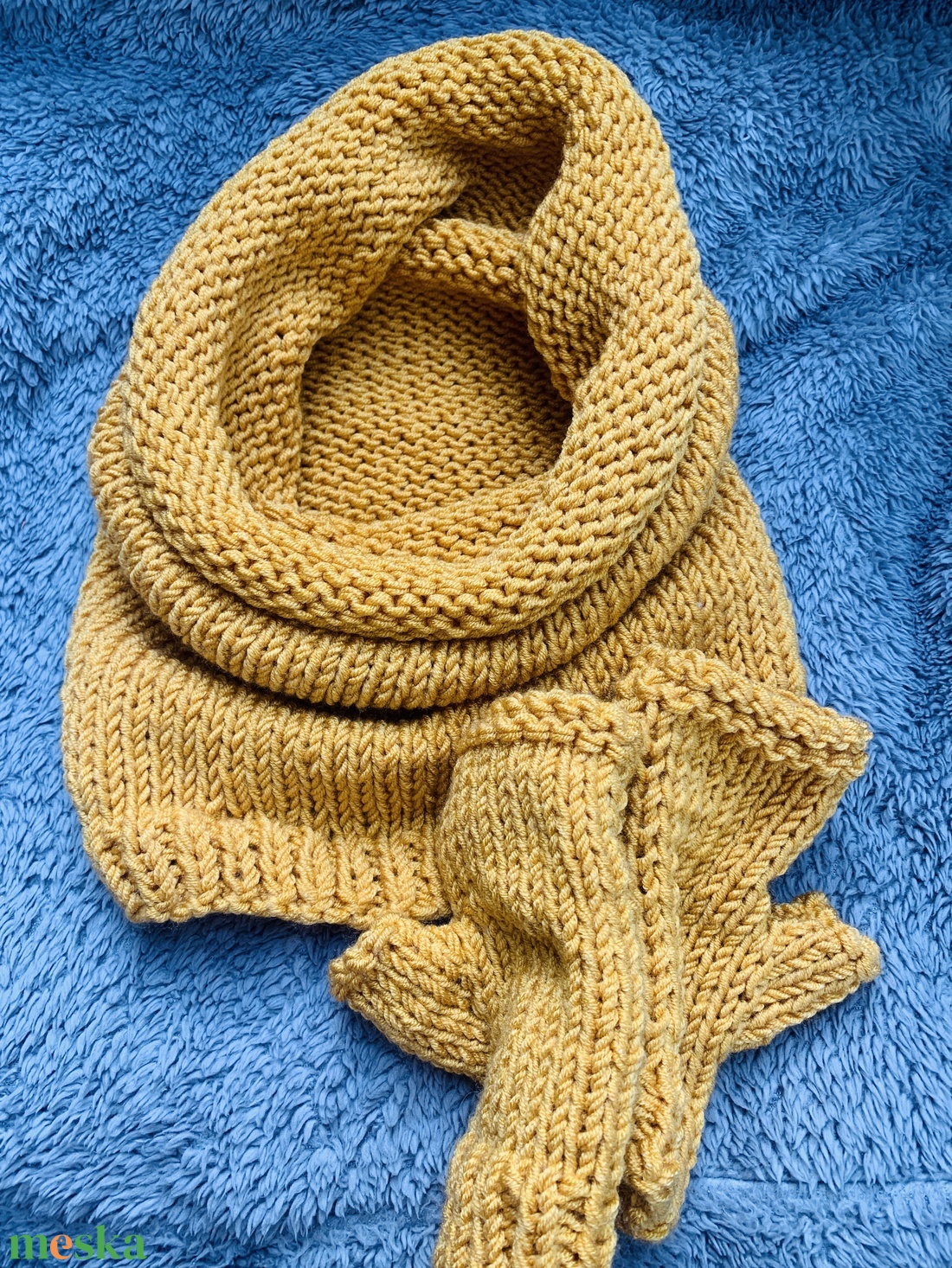 Sál. Csősál. Kézi kötésű méz sárga  színű női kapucni sál eladó - ruha & divat - sál, sapka, kendő - sál - Meska.hu