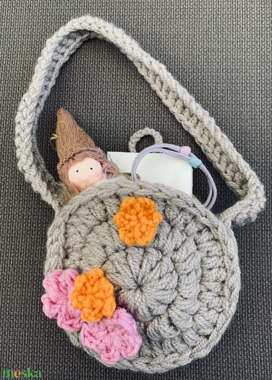 Táska. Horgolt Kislány táska színes virágokkal díszítve  eladó - táska & tok - kézitáska & válltáska - belső rendező - Meska.hu