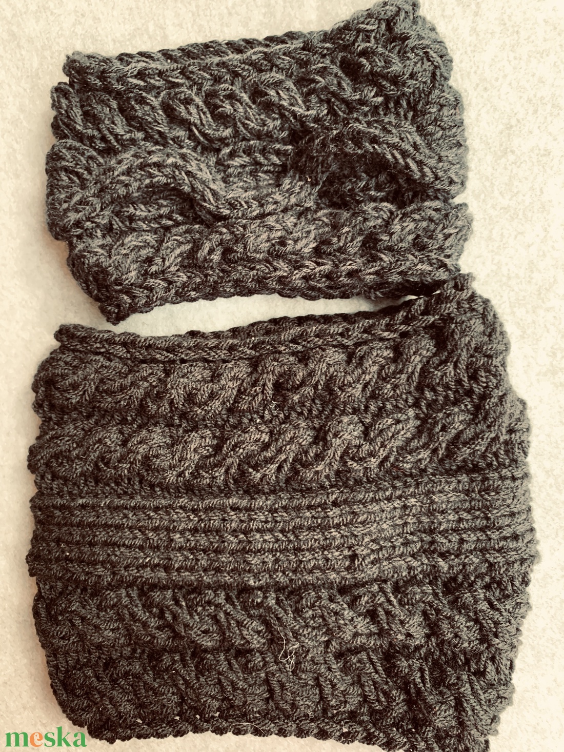 Sál Fekete  körsál, kézi kötésű csavart mintás eladó - ruha & divat - sál, sapka, kendő - sál - Meska.hu