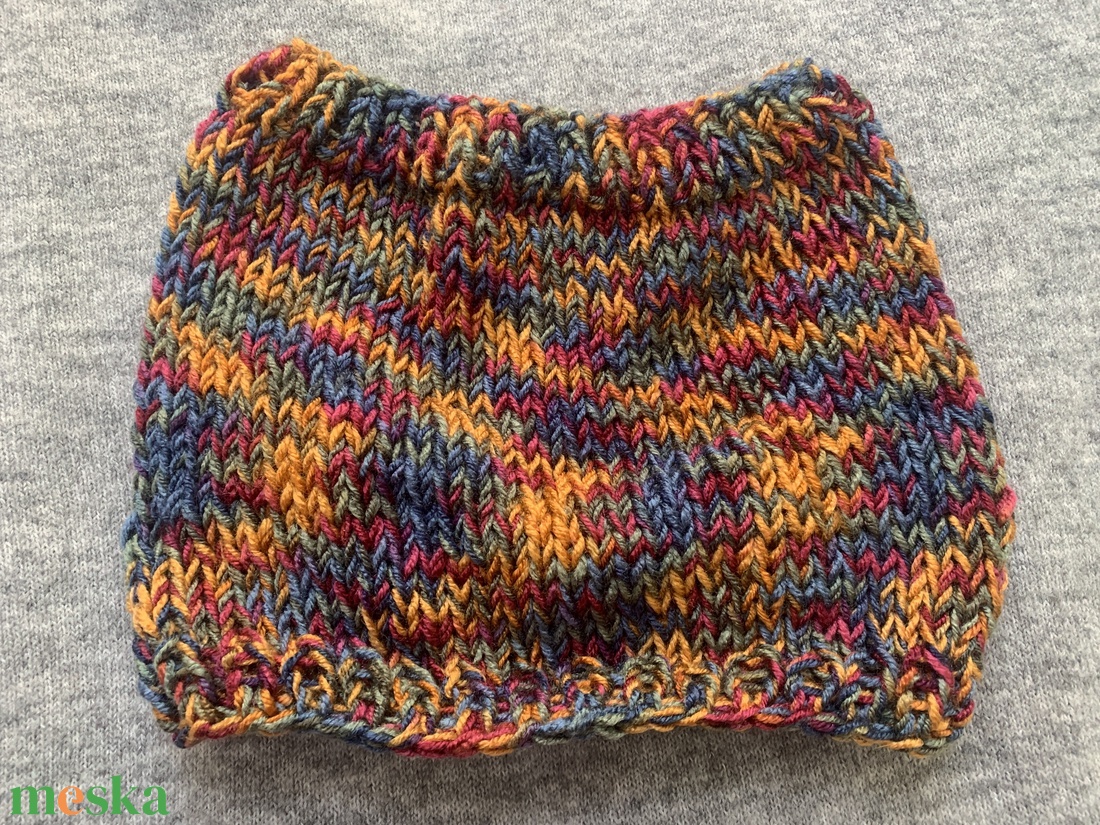  Sál Őszi erdő színeiben pompázó narancsos  kékes rózsaszínes és olivás melírozású kézi kötésű  sál   - ruha & divat - sál, sapka, kendő - sál - Meska.hu