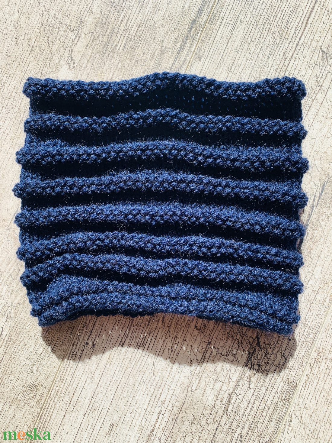 Férfi sötét kék gyapjú kézi kötésű körsál eladó - ruha & divat - sál, sapka, kendő - sál - Meska.hu