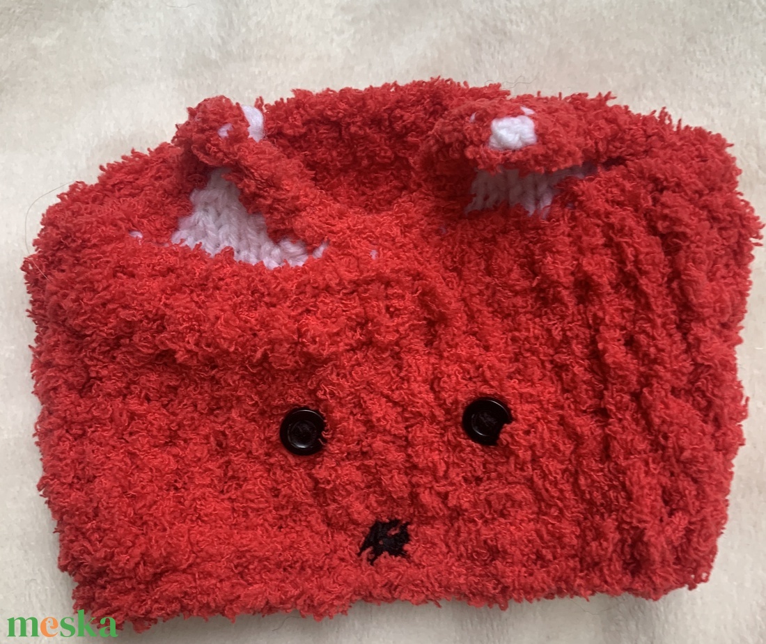 Baba fülmelegítő Pihepuha fonalból  rókás mintával - ruha & divat - babaruha & gyerekruha - babacipő - Meska.hu