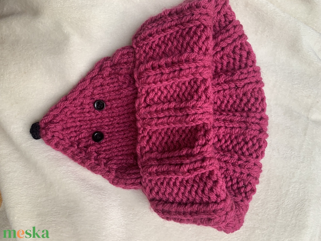 Gyerek Sál ciklámen színű kézi kötésű rókás körsál,  - ruha & divat - babaruha & gyerekruha - babasapka - Meska.hu