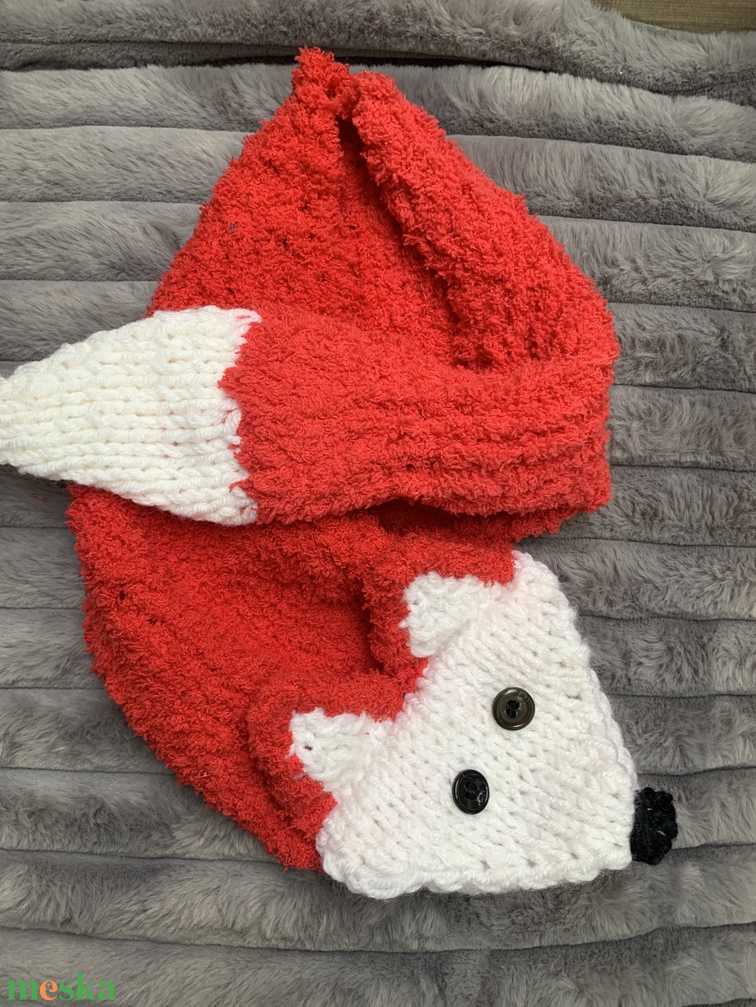 Kézi kötésű rókás gyerek sál eladó - ruha & divat - sál, sapka, kendő - sapka & sál szett - Meska.hu
