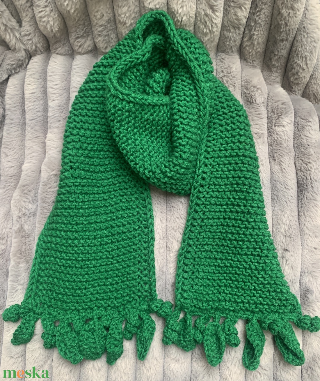 Sál. Kézi kötésű fű zöld női sál  eladó - ruha & divat - sál, sapka, kendő - sál - Meska.hu