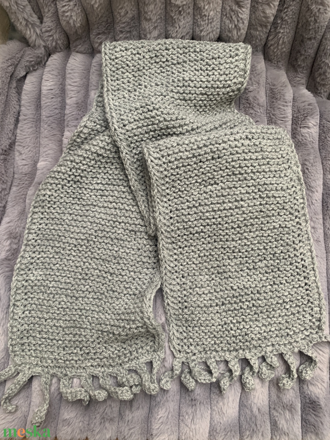 Sál. Kézi kötésű világos  szürke női sál  eladó - ruha & divat - sál, sapka, kendő - sál - Meska.hu