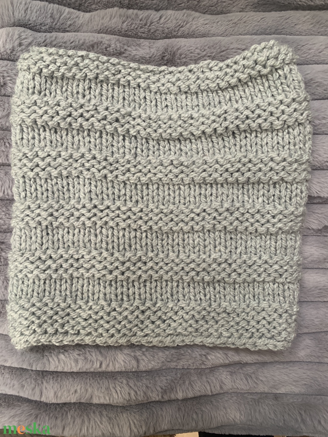 Férfi Sál Kézi kötésű  világos  szürke  eladó - ruha & divat - sál, sapka, kendő - sál - Meska.hu