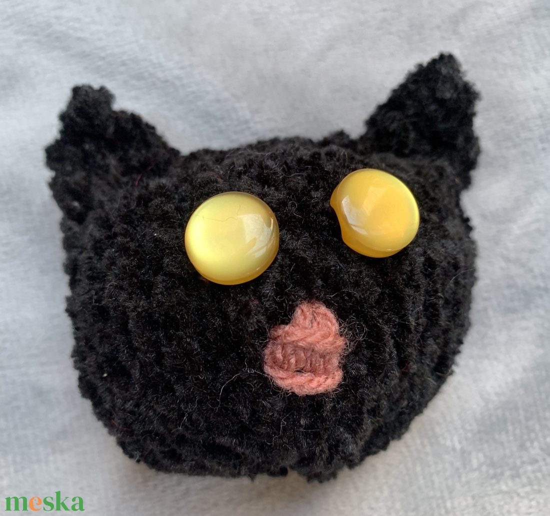 Kulcstartó Marokcica Kézi kötésű fekete cica fej - táska & tok - kulcstartó & táskadísz - kulcstartó - Meska.hu