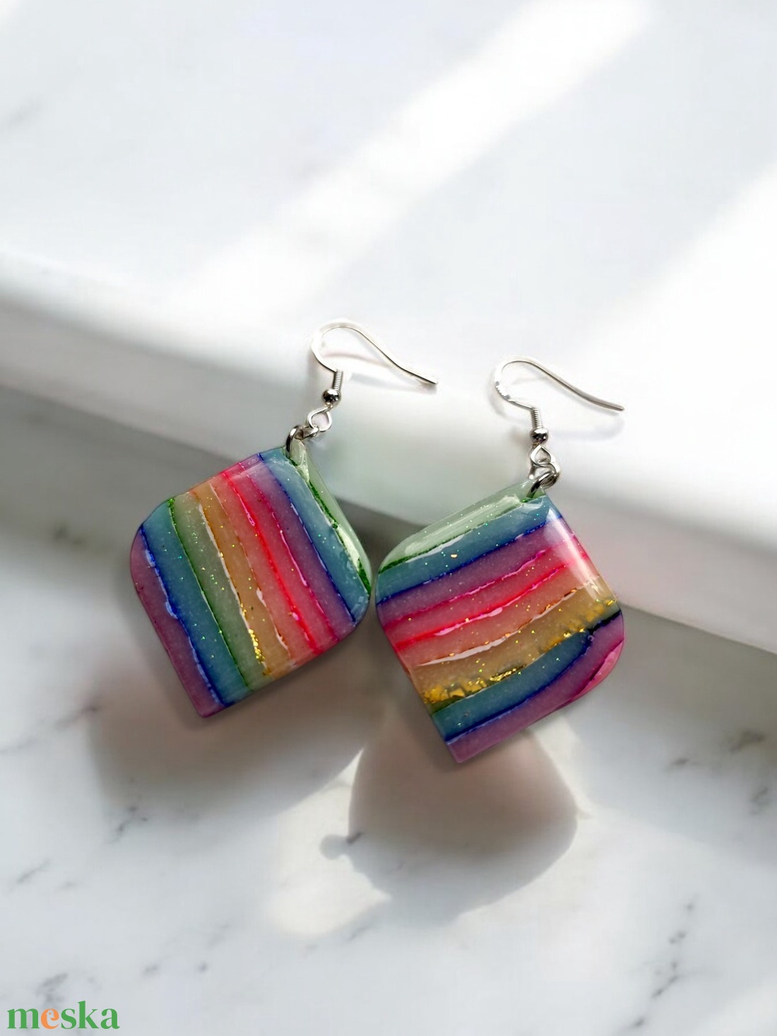 Rainbow Candy fülbevaló 1 - ékszer - fülbevaló - lógó fülbevaló - Meska.hu