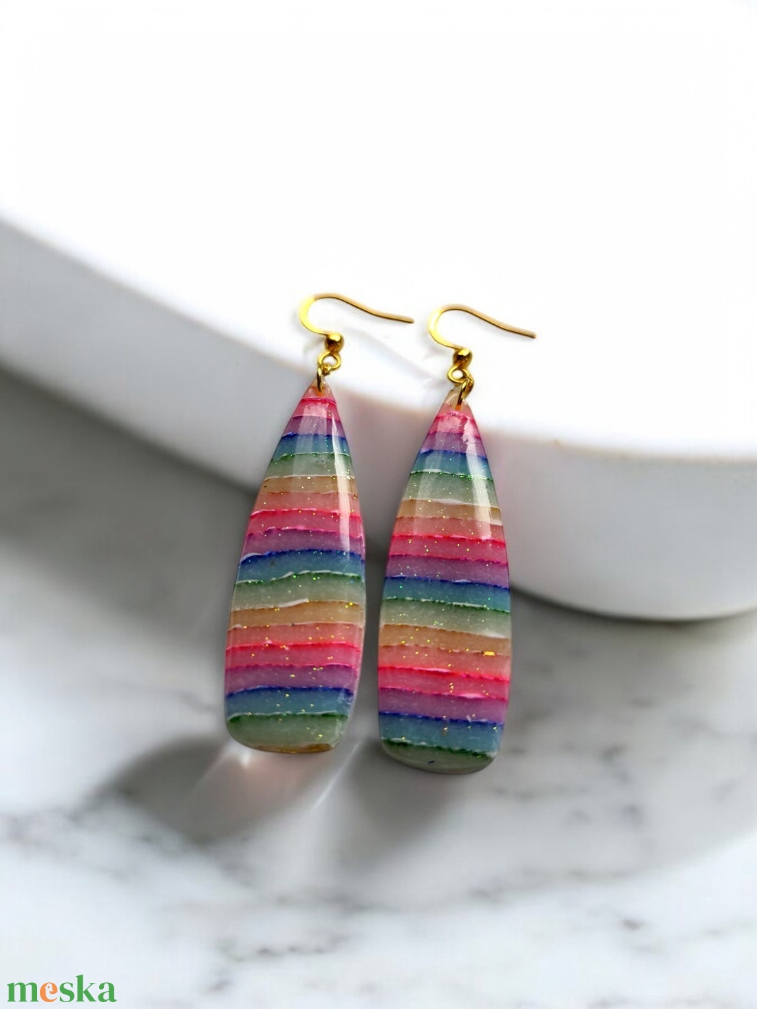 Rainbow Candy fülbevaló 3 - ékszer - fülbevaló - lógó fülbevaló - Meska.hu