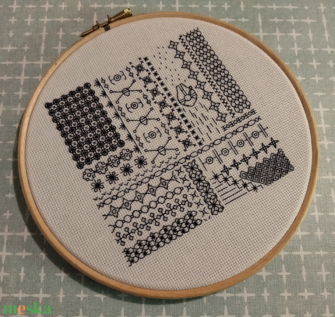 Modern hímzett blackwork kép - otthon & életmód - dekoráció - fali és függő dekoráció - falra akasztható dekor - Meska.hu