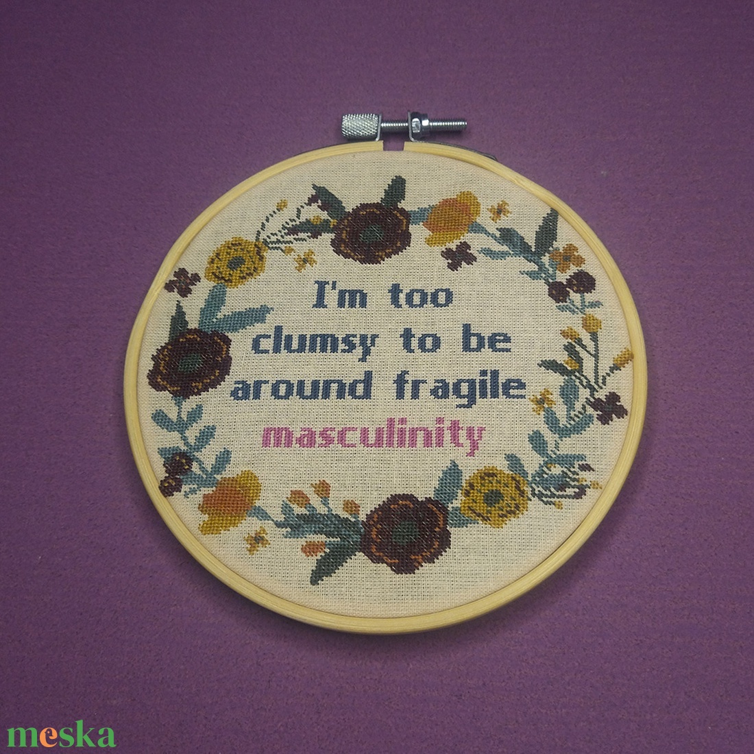 Fragile masculinity - Modern keresztszemes hímzett kép - otthon & életmód - dekoráció - fali és függő dekoráció - falra akasztható dekor - Meska.hu Fragile masculinity - Modern keresztszemes hímzett kép - otthon & életmód - dekoráció - fali és függő dekoráció - falra akasztható dekor - Meska.hu