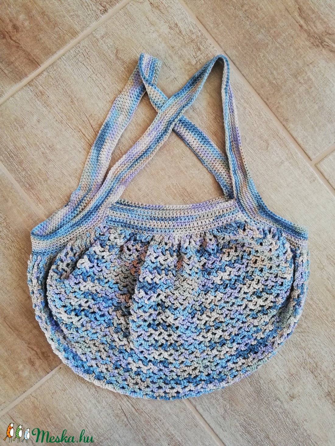 Felhő színátmenetes horgolt táska, szatyor, cekker - táska & tok - bevásárlás & shopper táska - shopper, textiltáska, szatyor - Meska.hu