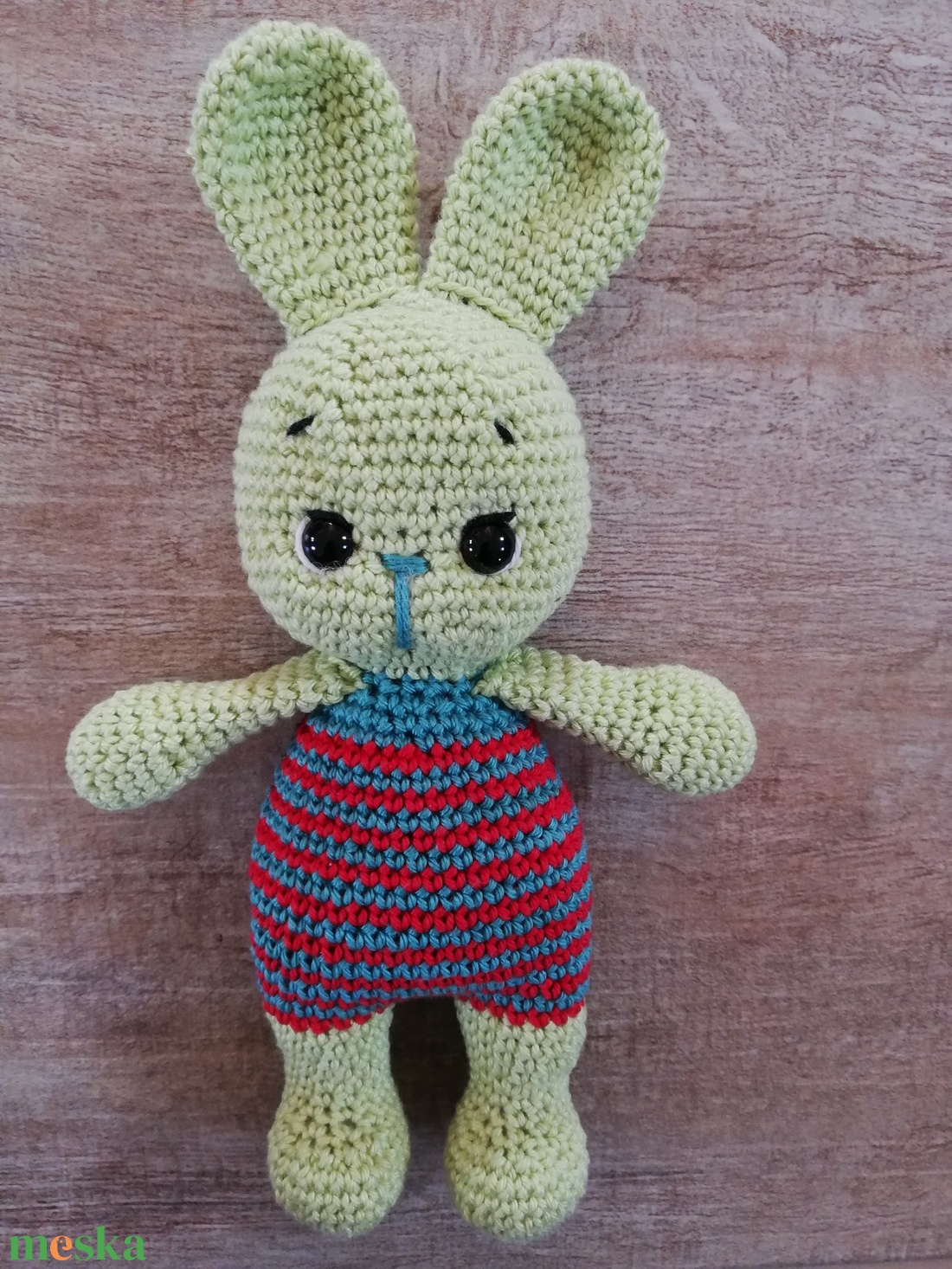 Horgolt nyuszi zöld - játék & sport - plüssállat & játékfigura - nyuszi - Meska.hu