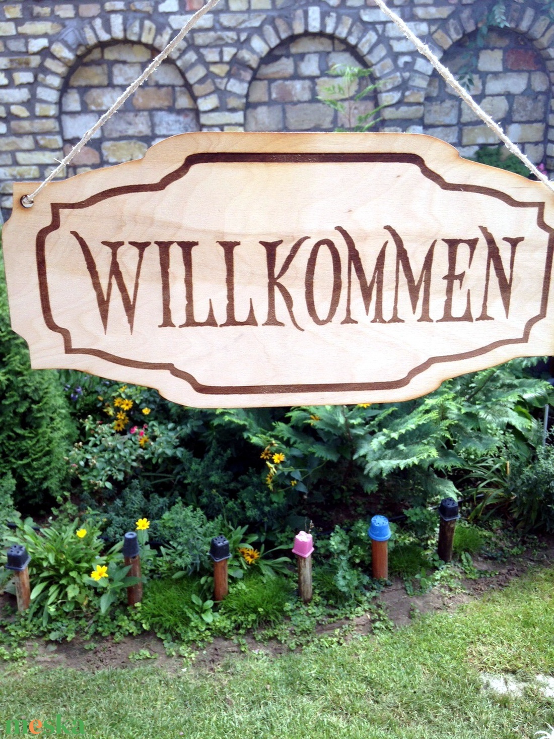 'Willkommen' feliratú tábla ajtódísz - otthon & lakás - dekoráció - ajtó- és ablak dekoráció - ajtódísz & kopogtató - Meska.hu