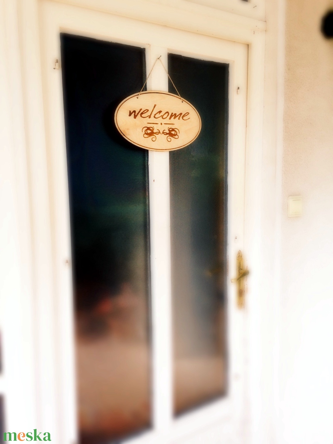 'Welcome' feliratú tábla ajtódísz - otthon & életmód - dekoráció - ajtó- és ablak dekoráció - ajtódísz & kopogtató - Meska.hu