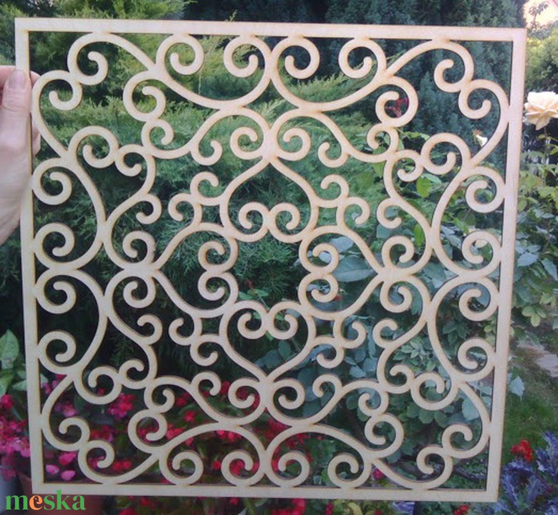 Pergola natur, térelválasztó elem, ablakdísz, falidísz, lámpabúra 40x40 cm - otthon & lakás - dekoráció - ajtó- és ablak dekoráció - ablakdísz - Meska.hu