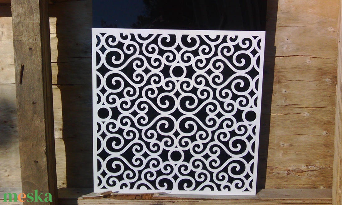 Pergola fehér színben, térelválasztó elem, ablakdísz, falidísz, lámpabúra 40x40 cm - otthon & életmód - dekoráció - ajtó- és ablak dekoráció - ablakdísz - Meska.hu