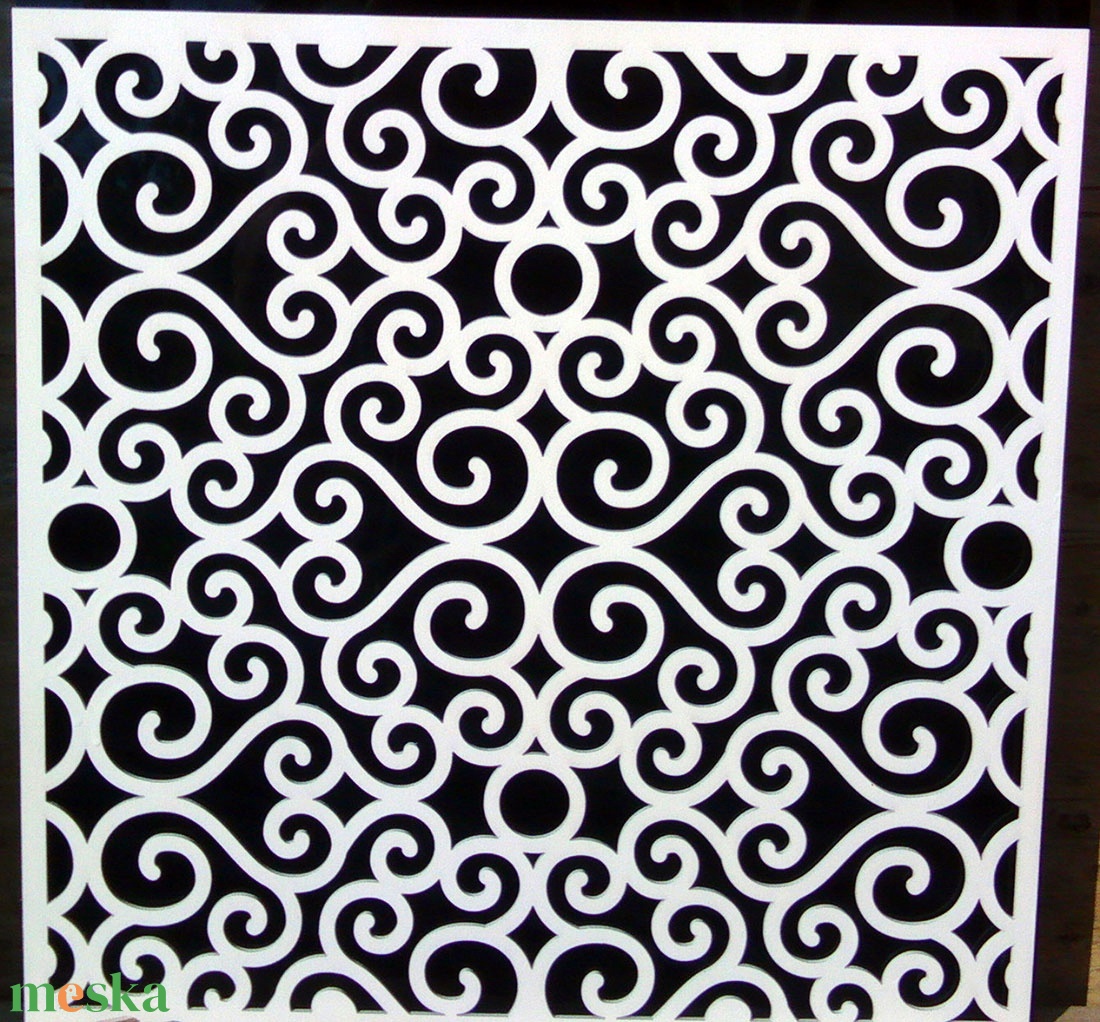 Pergola fehér színben, térelválasztó elem, ablakdísz, falidísz, lámpabúra 40x40 cm - otthon & életmód - dekoráció - ajtó- és ablak dekoráció - ablakdísz - Meska.hu