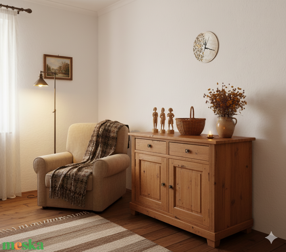 Szép virágmintás fából készült  falióra - natúr - otthon & életmód - dekoráció - fali és függő dekoráció - falióra & óra - Meska.hu