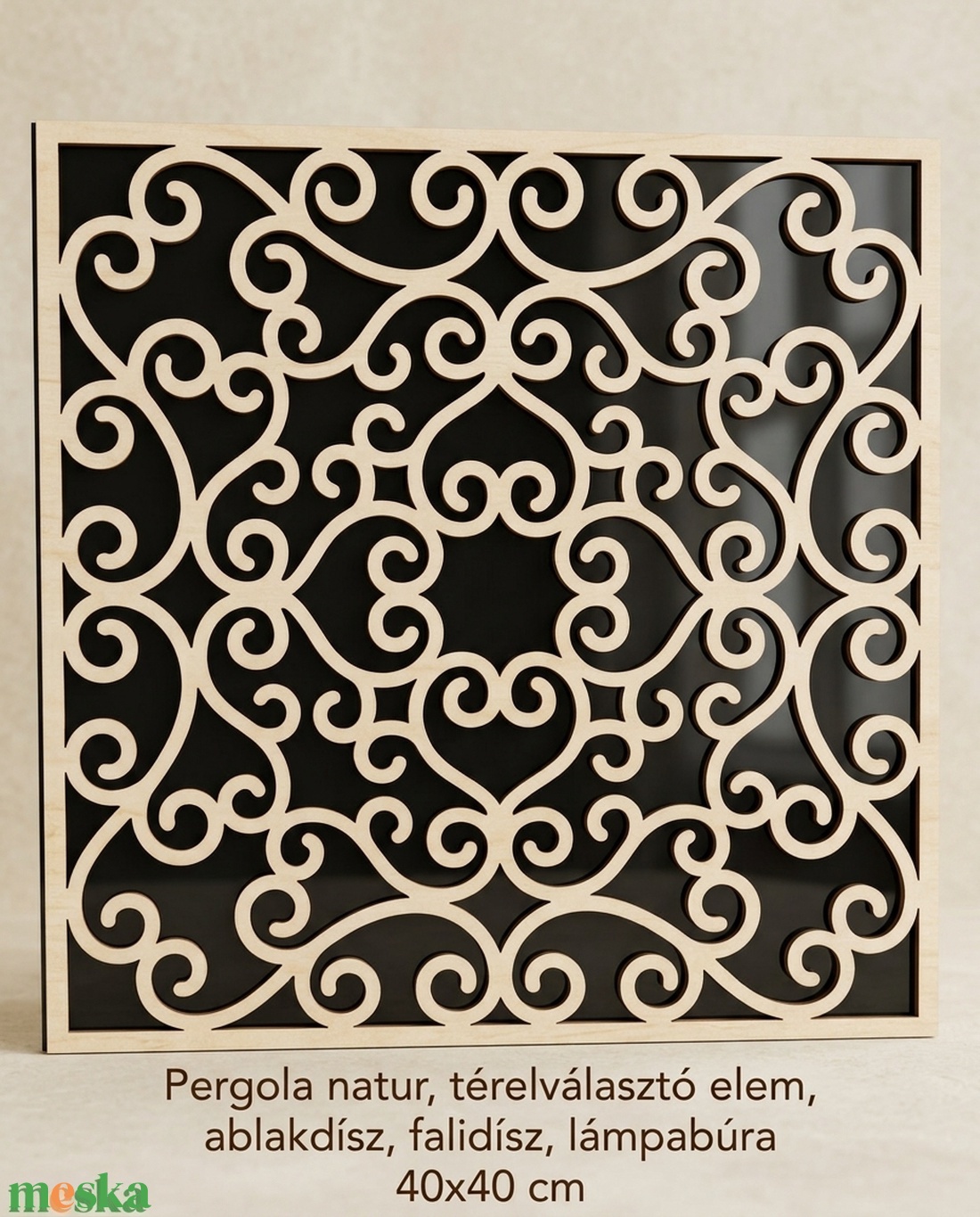 Pergola natur, térelválasztó elem, ablakdísz, falidísz, lámpabúra 40x40 cm - otthon & életmód - dekoráció - ajtó- és ablak dekoráció - ablakdísz - Meska.hu