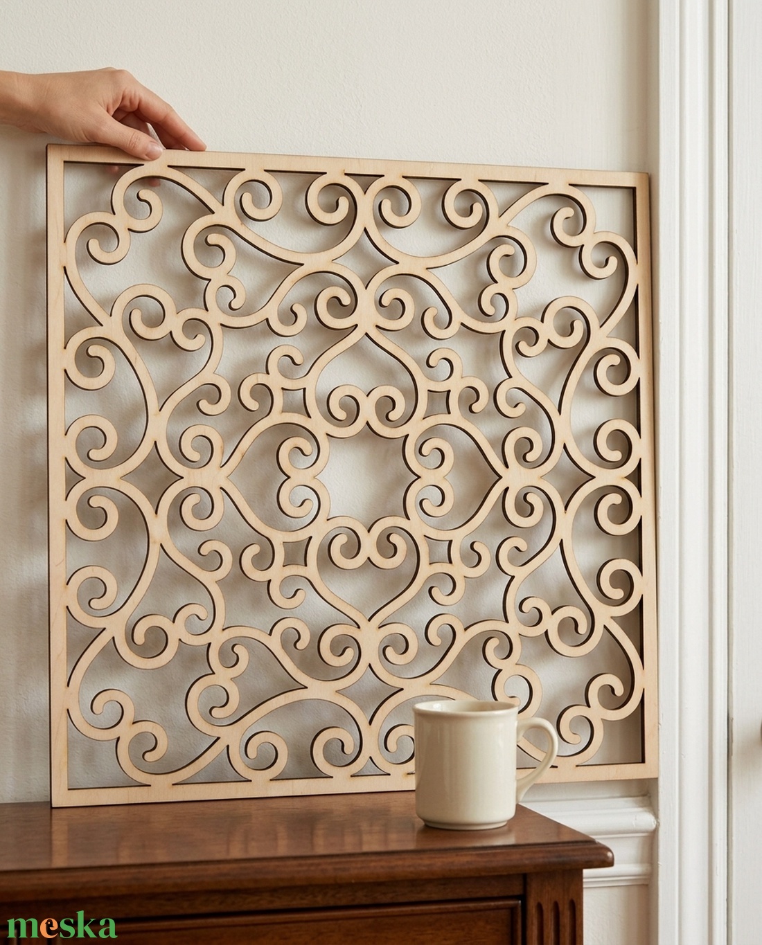 Pergola natur, térelválasztó elem, ablakdísz, falidísz, lámpabúra 40x40 cm - otthon & életmód - dekoráció - ajtó- és ablak dekoráció - ablakdísz - Meska.hu