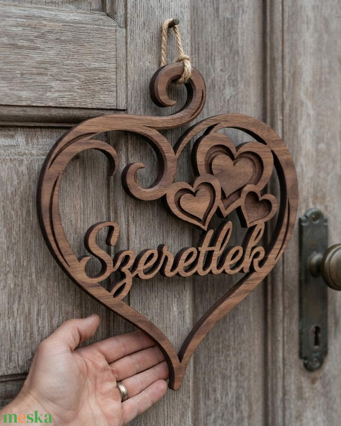 'Szeretlek' fa felirat, ajtódísz, falikép, dekoráció  - otthon & életmód - dekoráció - ajtó- és ablak dekoráció - ajtódísz & kopogtató - Meska.hu