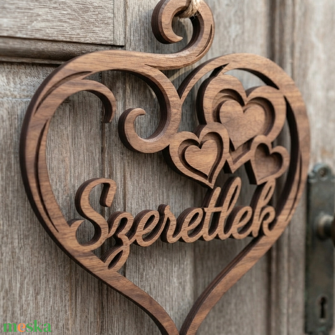 'Szeretlek' fa felirat, ajtódísz, falikép, dekoráció  - otthon & életmód - dekoráció - ajtó- és ablak dekoráció - ajtódísz & kopogtató - Meska.hu