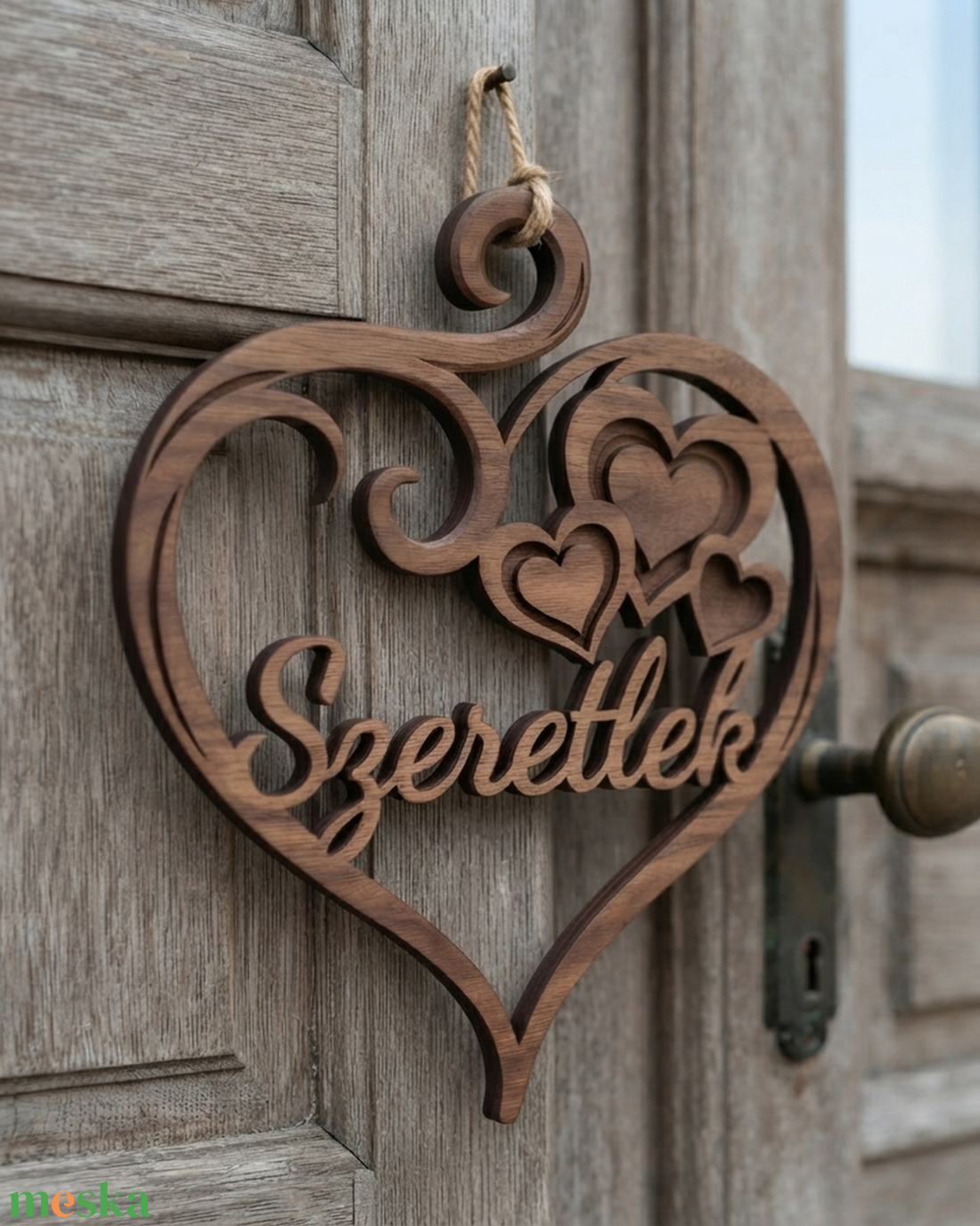 'Szeretlek' fa felirat, ajtódísz, falikép, dekoráció  - otthon & életmód - dekoráció - ajtó- és ablak dekoráció - ajtódísz & kopogtató - Meska.hu