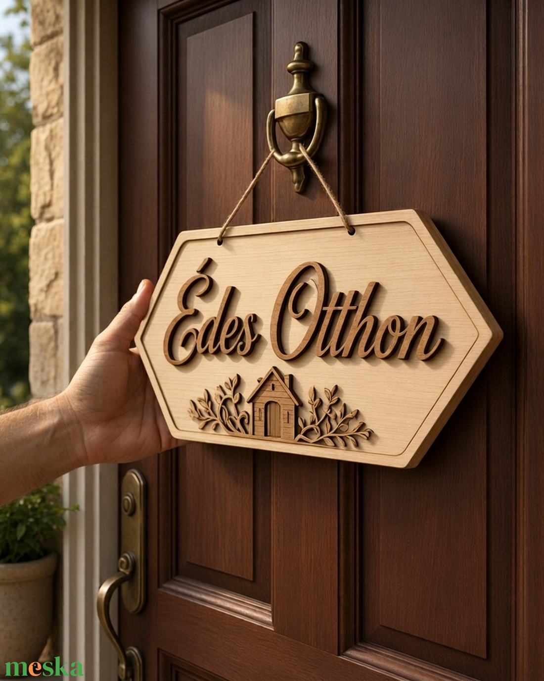 'Édes Otthon' feliratú tábla ajtódísz dekoráció - otthon & életmód - dekoráció - ajtó- és ablak dekoráció - ajtódísz & kopogtató - Meska.hu