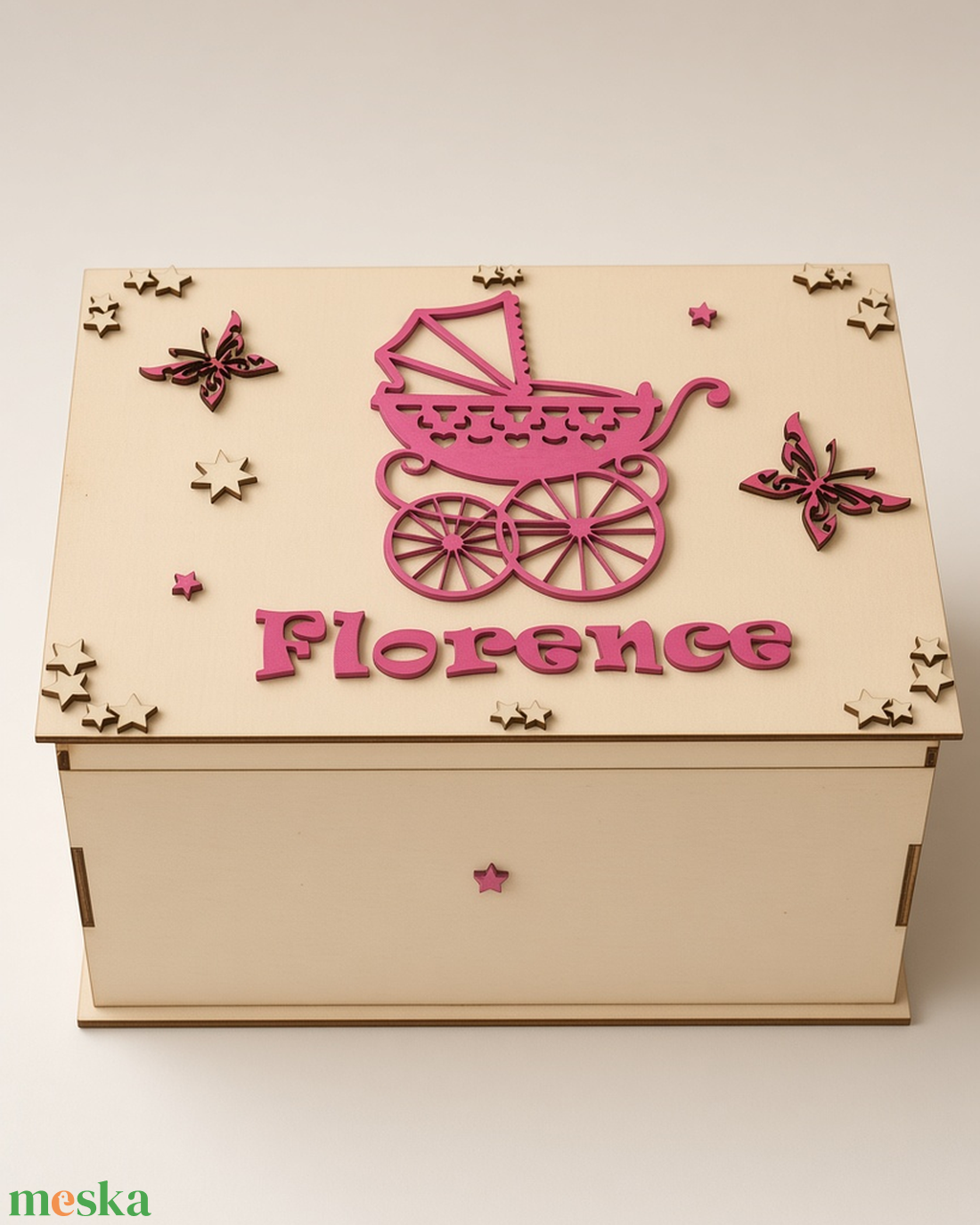 Névreszóló baba emlék doboz fából 'baby memory box' - otthon & életmód - dekoráció - fali és függő dekoráció - betű & név - Meska.hu