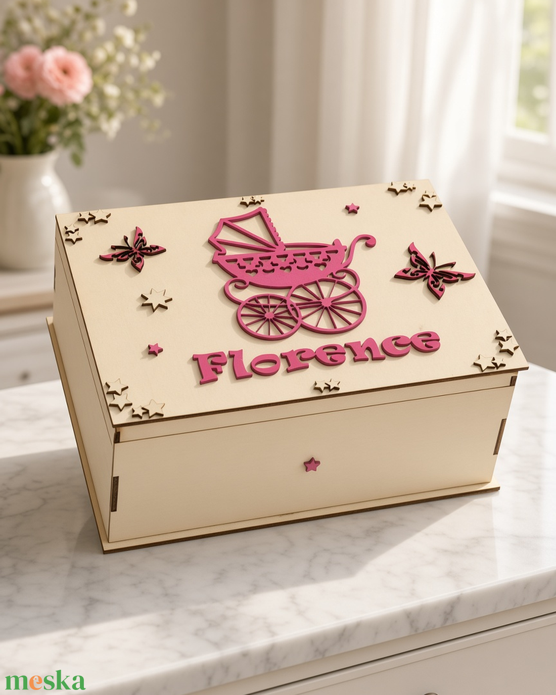 Névreszóló baba emlék doboz fából 'baby memory box' - otthon & életmód - dekoráció - fali és függő dekoráció - betű & név - Meska.hu